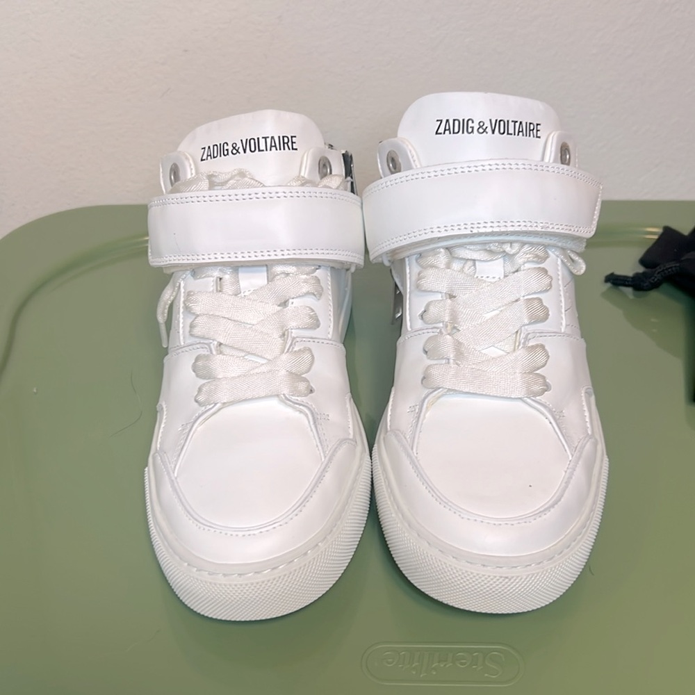 Zadig and Voltaire Flash mid top smooth calfskin sneakers.  New in box size 37 - Picture 11 of 12